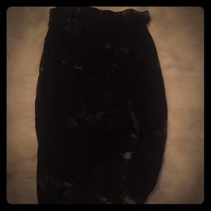 Black and Brown Slit Cotton Skirt